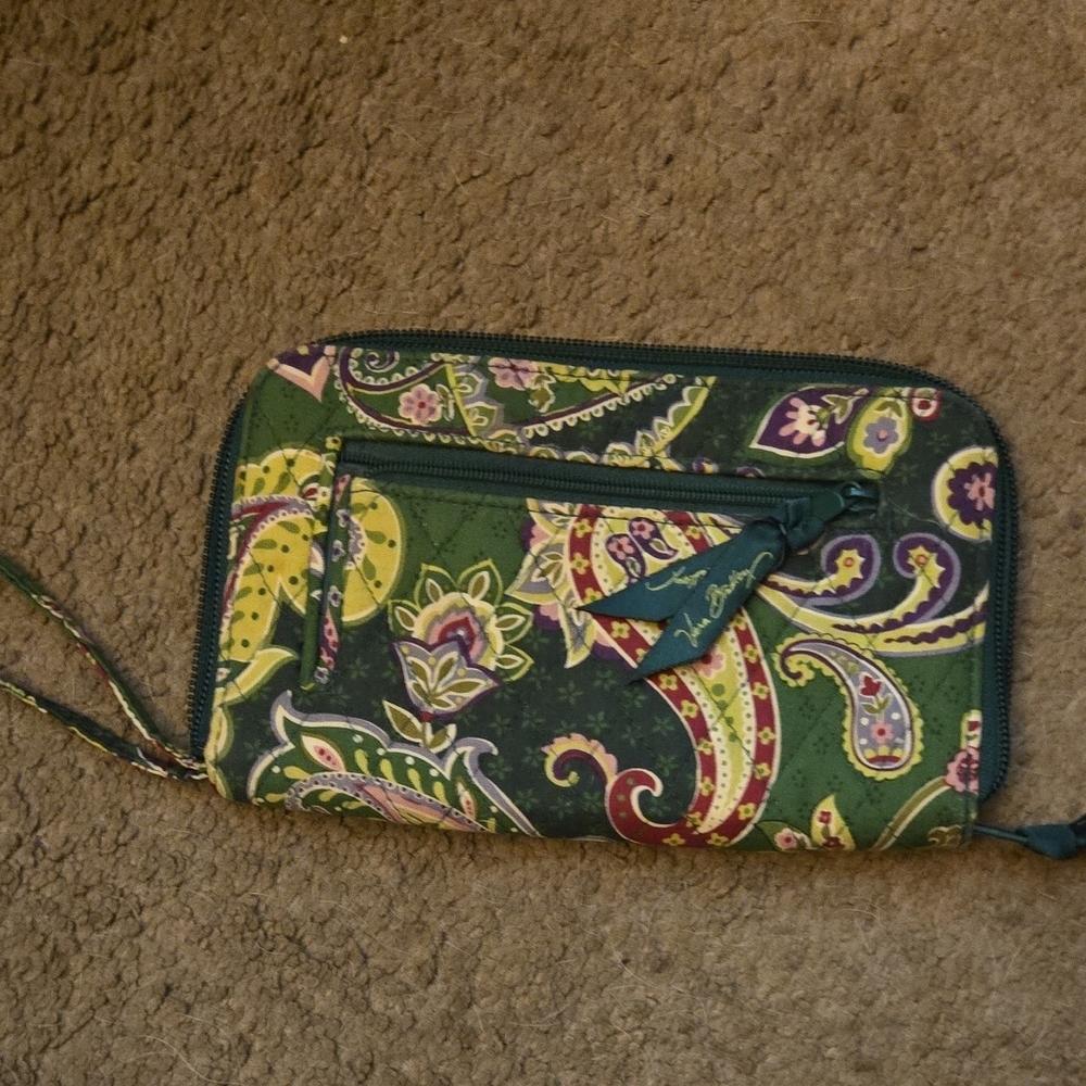 Vera Bradley Green Paisley Wristlet